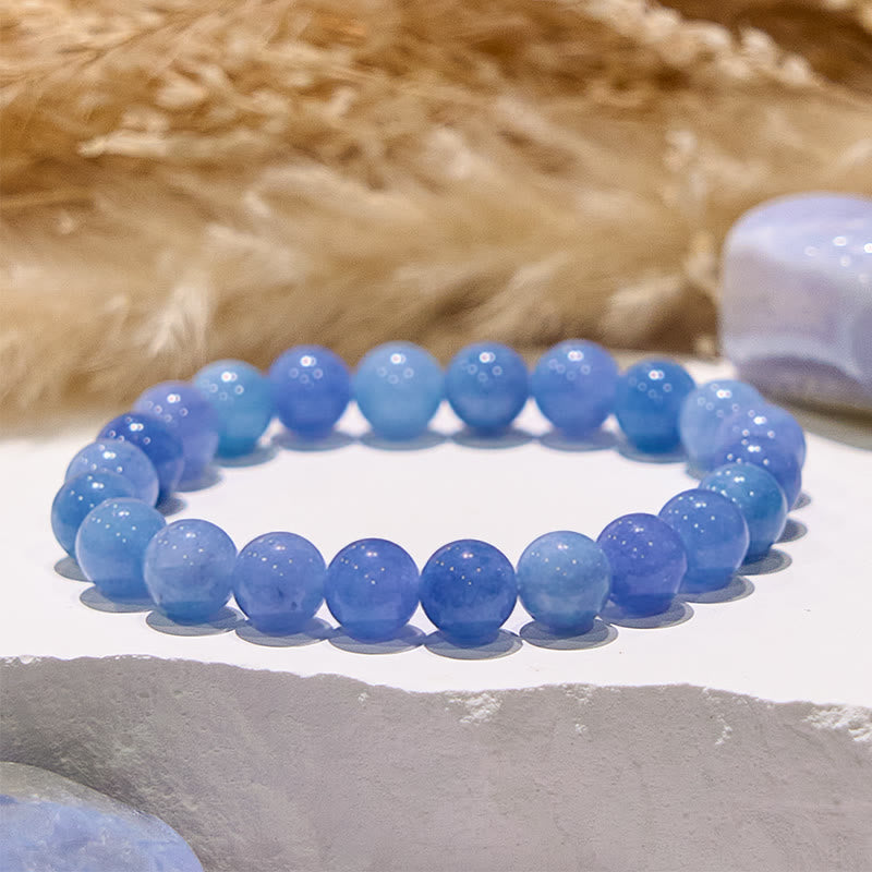 Bracelet de perles de guérison en aigue-marine naturelle Olivenorma