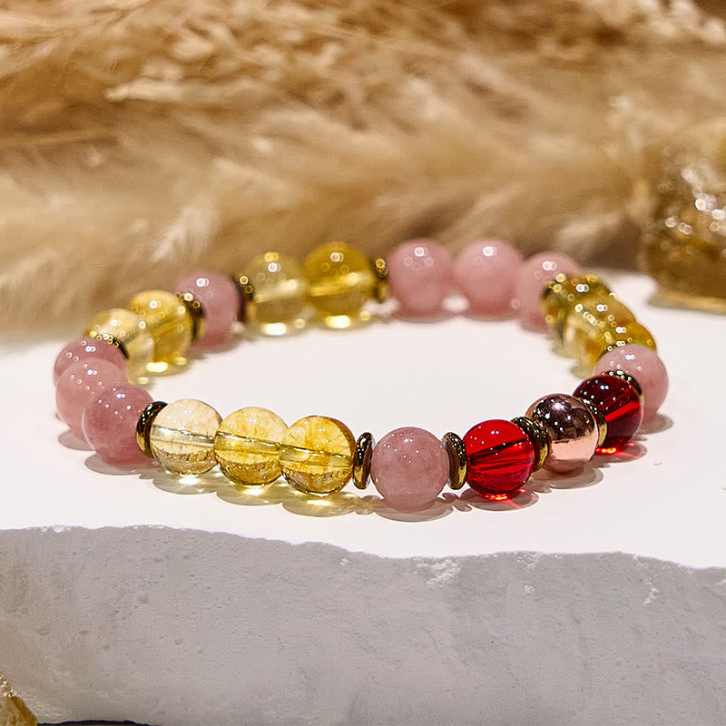 Bracelet de pierre solaire réconfortante en citrine et cornaline naturelle Olivenorma