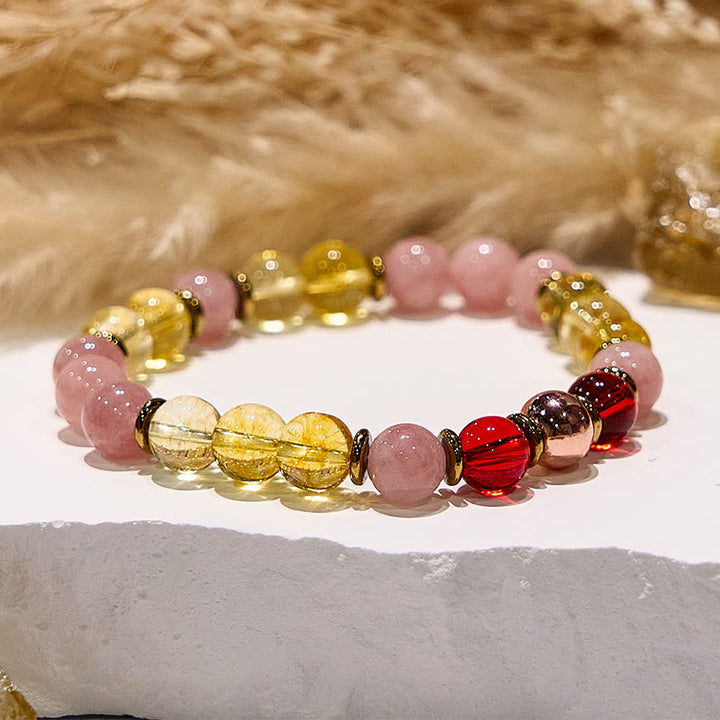 Bracelet de pierre solaire réconfortante en citrine et cornaline naturelle Olivenorma