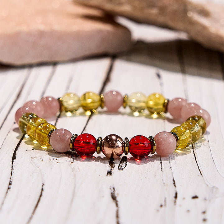 Bracelet de pierre solaire réconfortante en citrine et cornaline naturelle Olivenorma