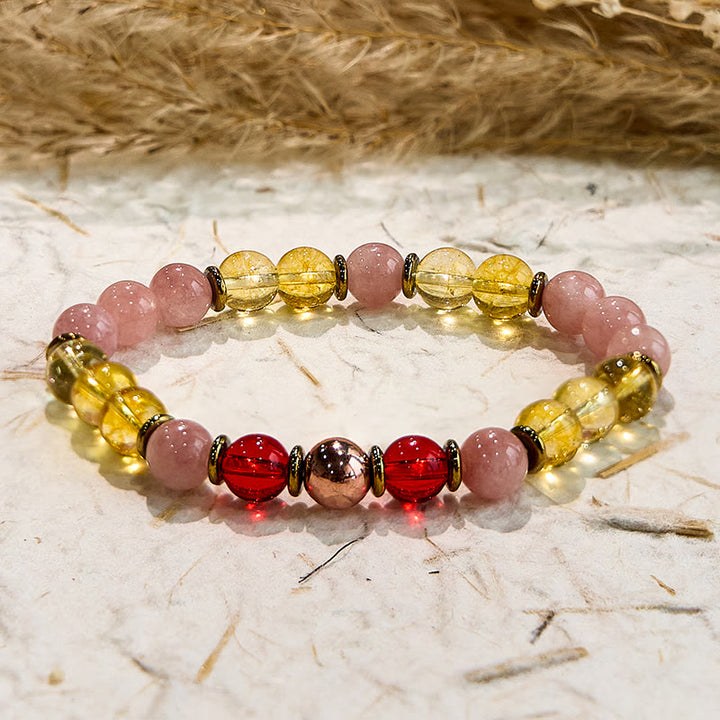 Bracelet de pierre solaire réconfortante en citrine et cornaline naturelle Olivenorma