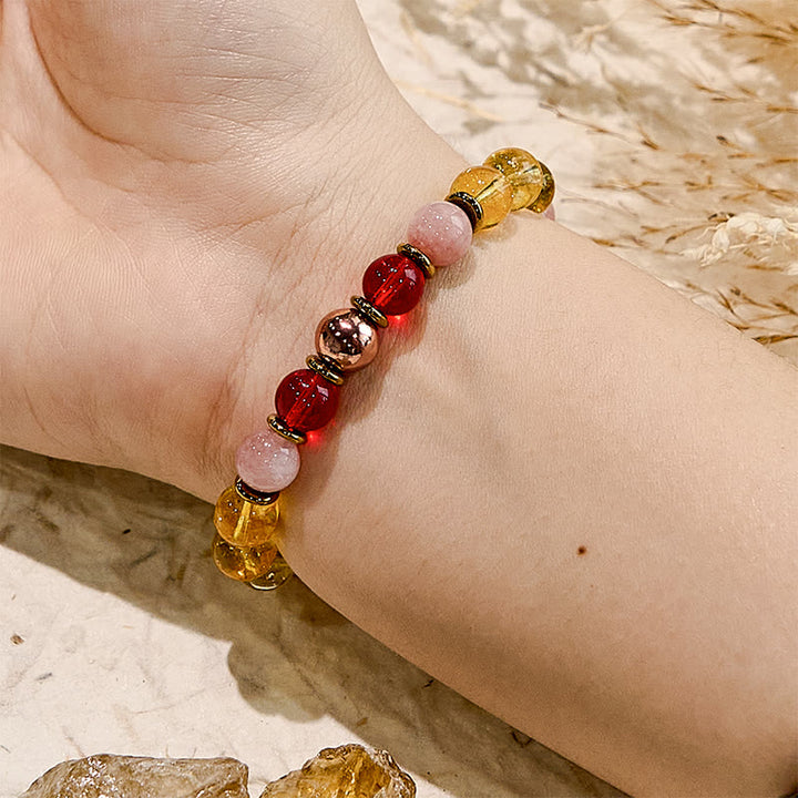 Bracelet de pierre solaire réconfortante en citrine et cornaline naturelle Olivenorma