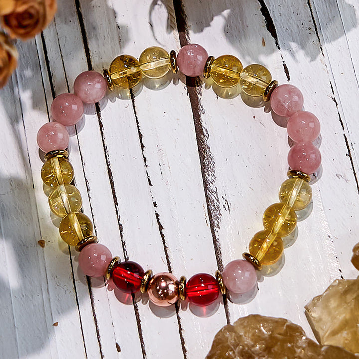 Bracelet de pierre solaire réconfortante en citrine et cornaline naturelle Olivenorma