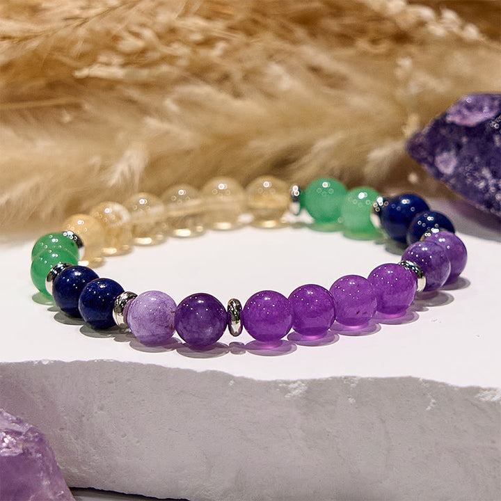Bracelet de perles rondes en améthyste et citrine Olivenorma