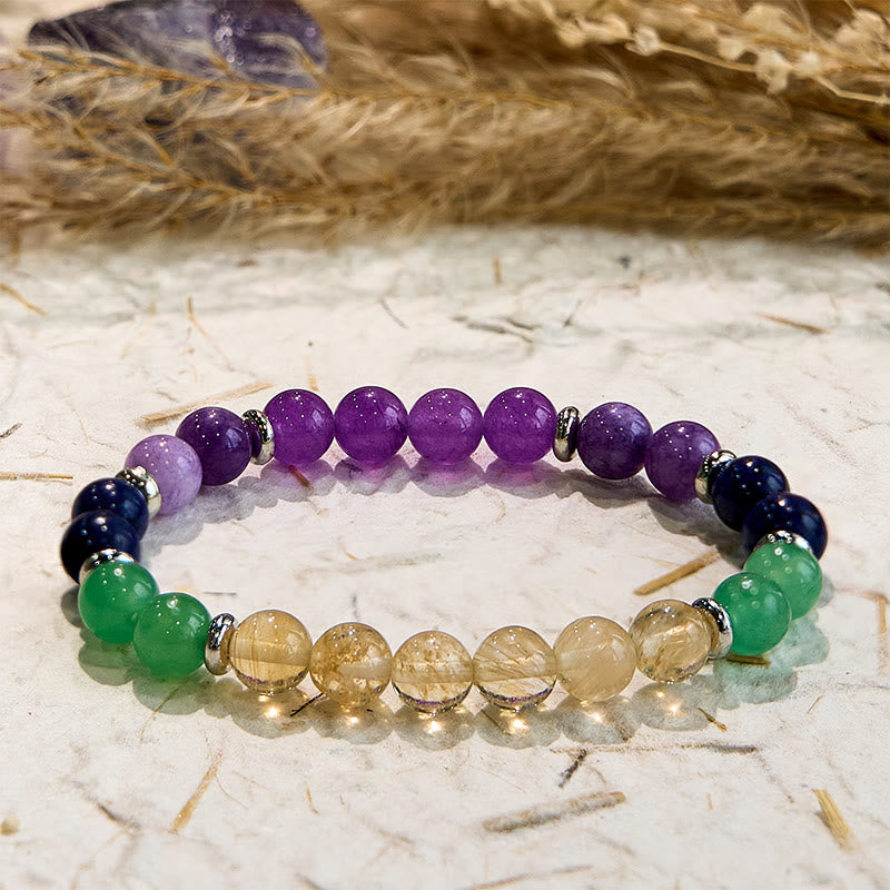 Bracelet de perles rondes en améthyste et citrine Olivenorma