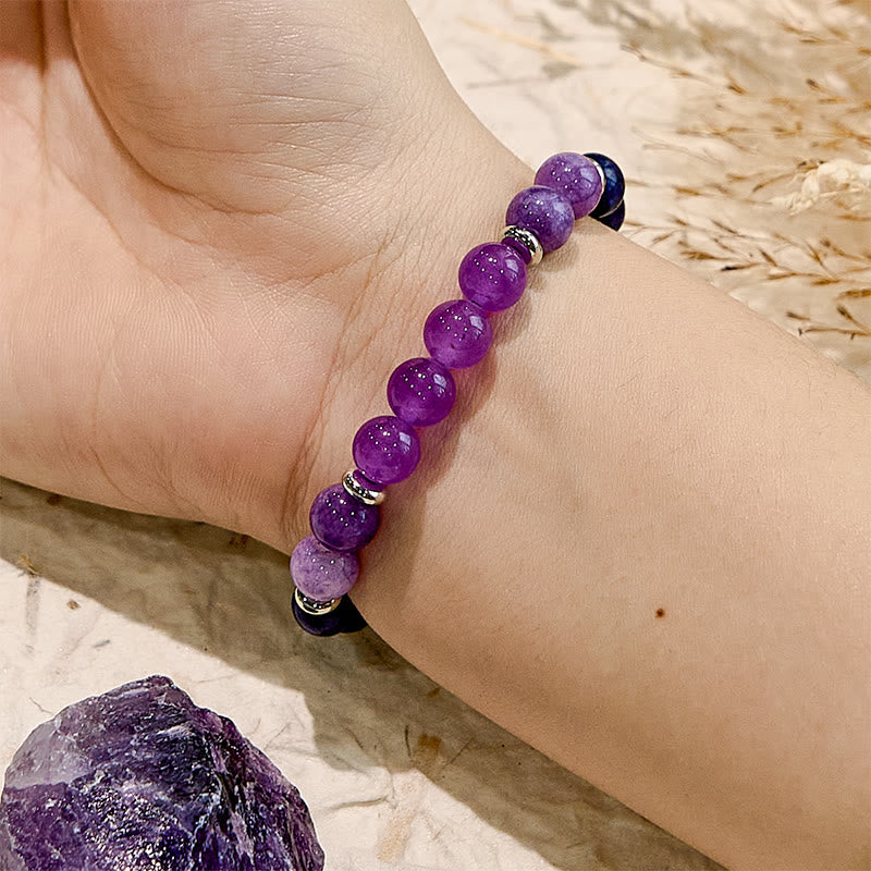 Bracelet de perles rondes en améthyste et citrine Olivenorma