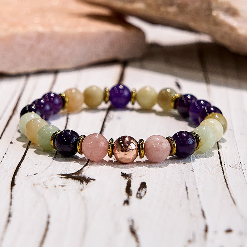 Bracelet de guérison pour le sommeil en améthyste et amazonite naturelle Olivenorma