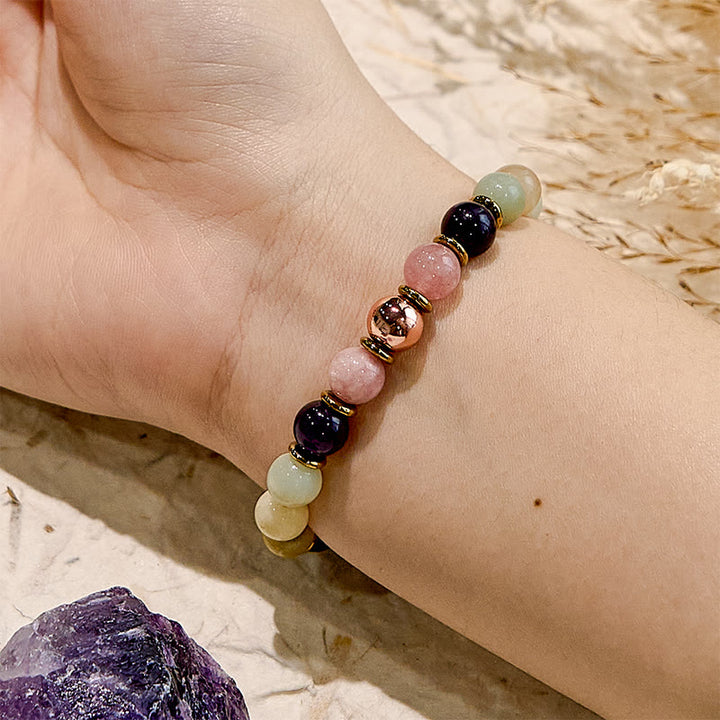 Bracelet de guérison pour le sommeil en améthyste et amazonite naturelle Olivenorma