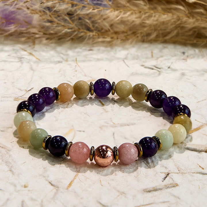 Bracelet de guérison pour le sommeil en améthyste et amazonite naturelle Olivenorma