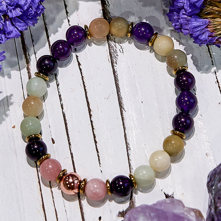 Bracelet de guérison pour le sommeil en améthyste et amazonite naturelle Olivenorma