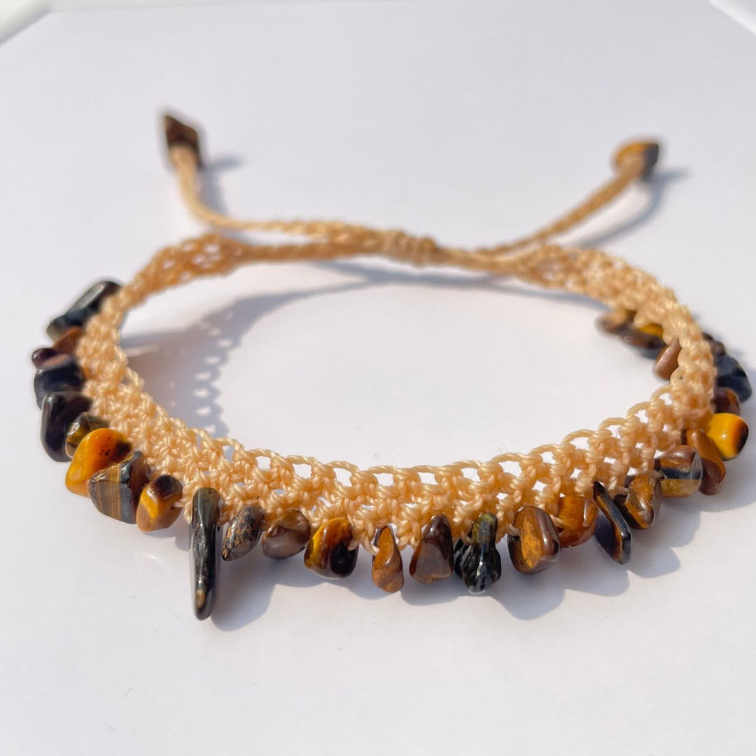Bracelet tressé en pierre de cristal naturel Olivenorma