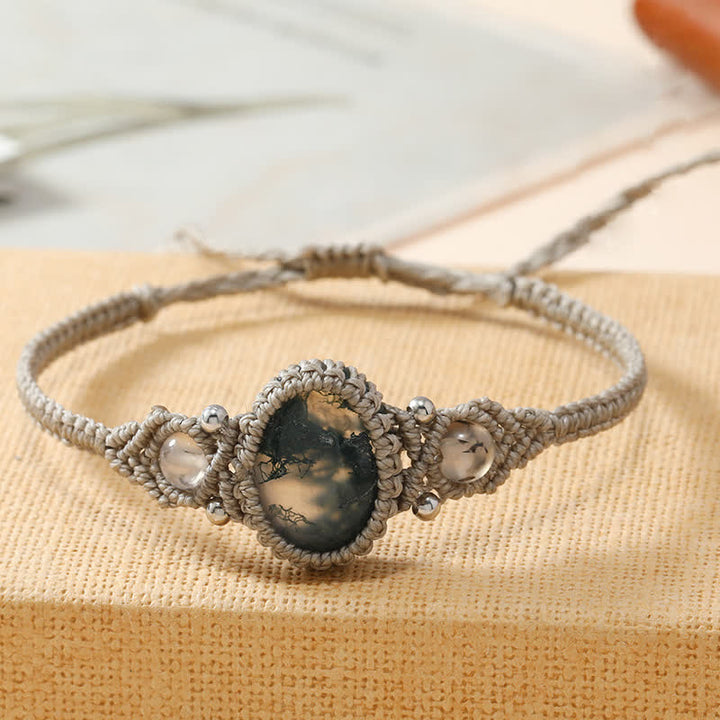 Bracelet tressé en cristal ovale enveloppé tissé Olivenorma