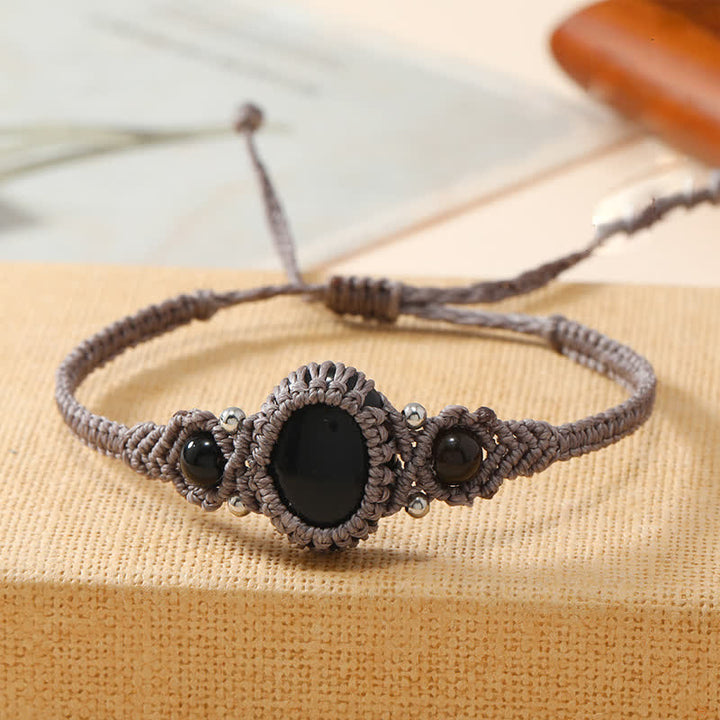 Bracelet tressé en cristal ovale enveloppé tissé Olivenorma