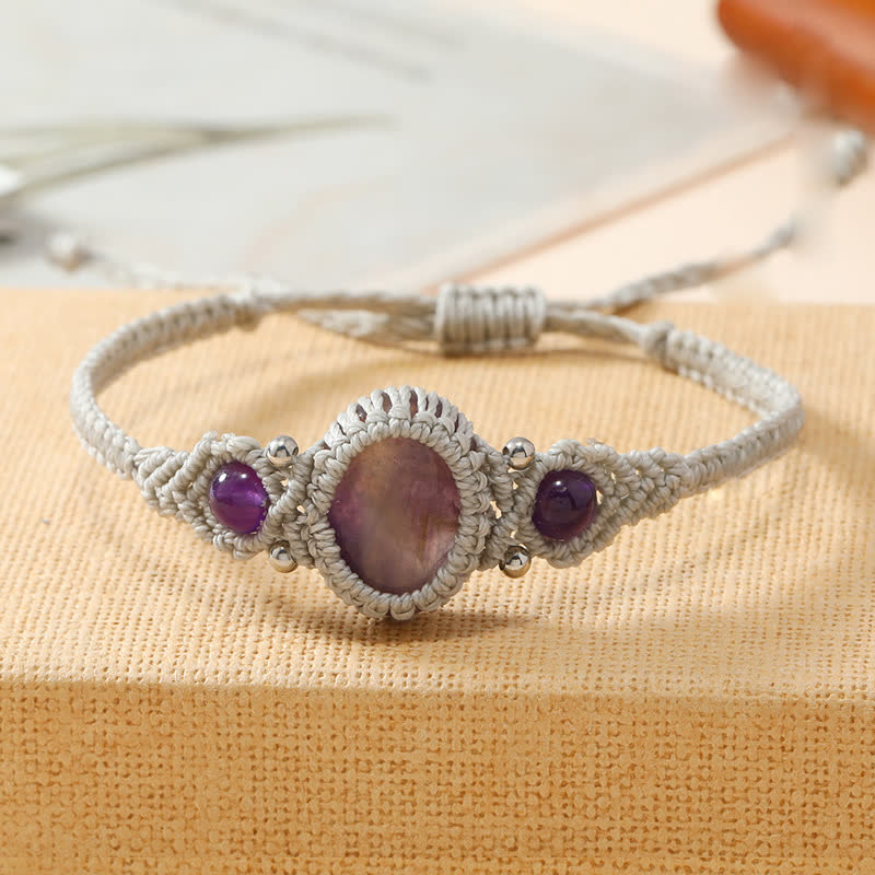 Bracelet tressé en cristal ovale enveloppé tissé Olivenorma