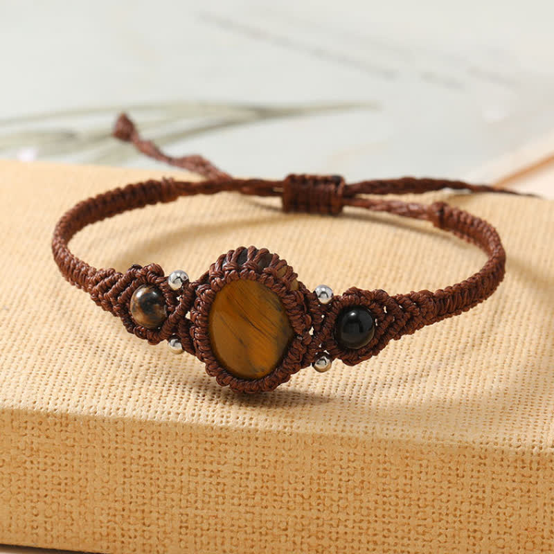 Bracelet tressé en cristal ovale enveloppé tissé Olivenorma