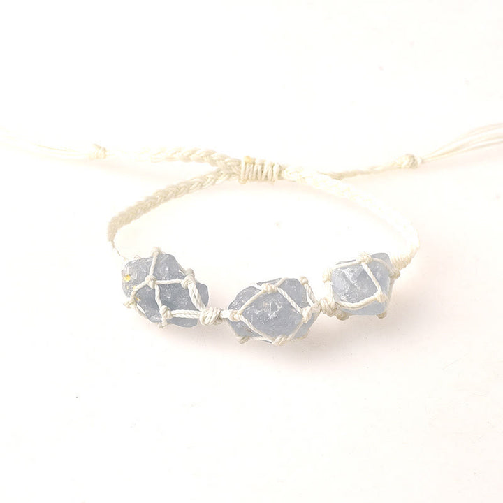 Bracelet tressé en cristal avec trois pierres brutes Olivenorma