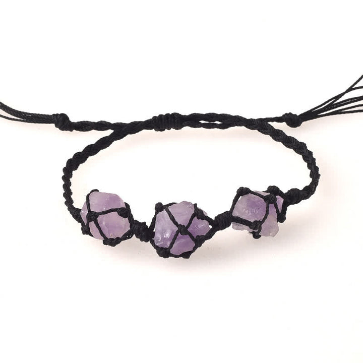 Bracelet tressé en cristal avec trois pierres brutes Olivenorma