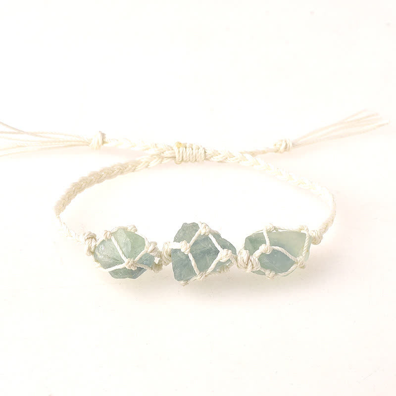 Bracelet tressé en cristal avec trois pierres brutes Olivenorma