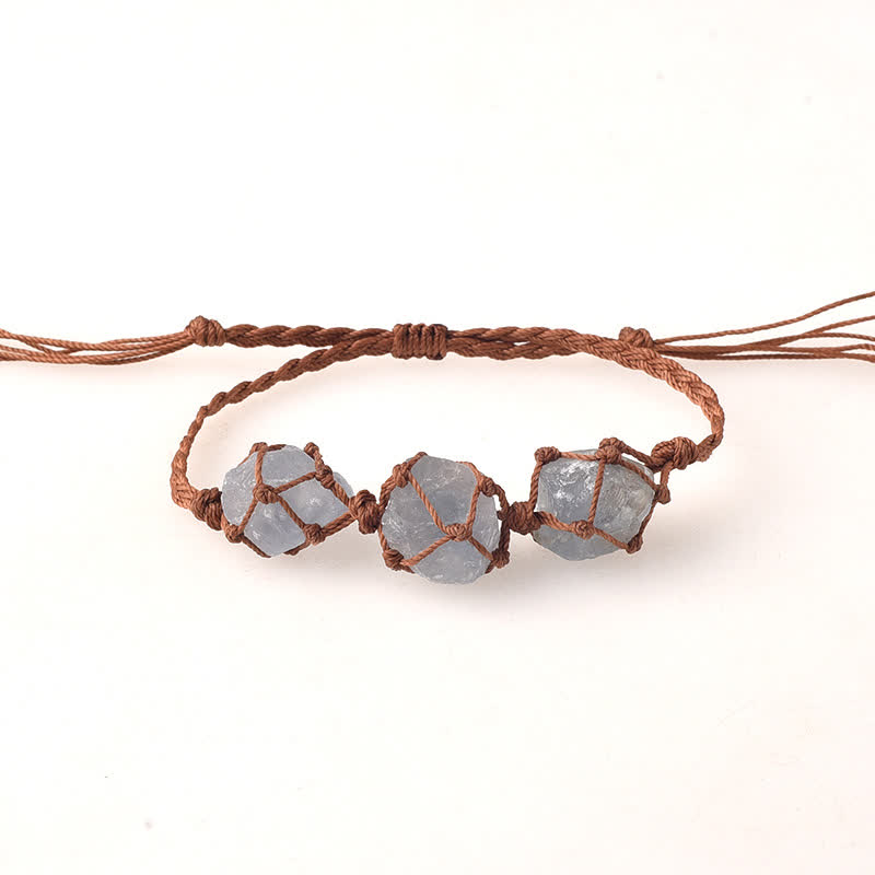 Bracelet tressé en cristal avec trois pierres brutes Olivenorma
