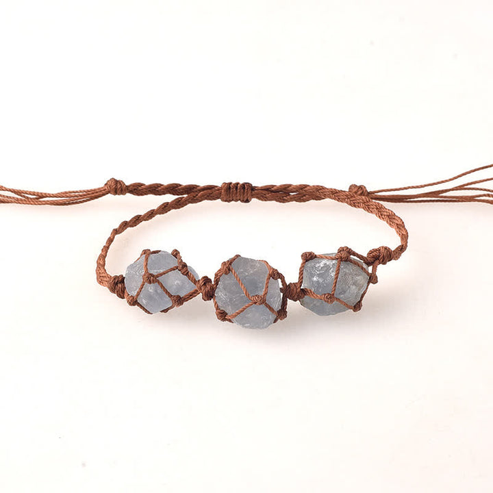 Bracelet tressé en cristal avec trois pierres brutes Olivenorma
