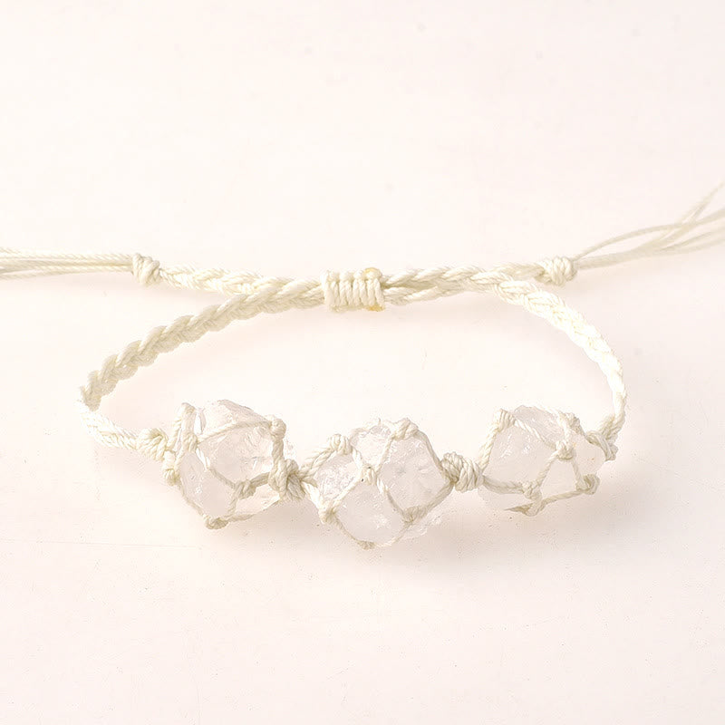Bracelet tressé en cristal avec trois pierres brutes Olivenorma