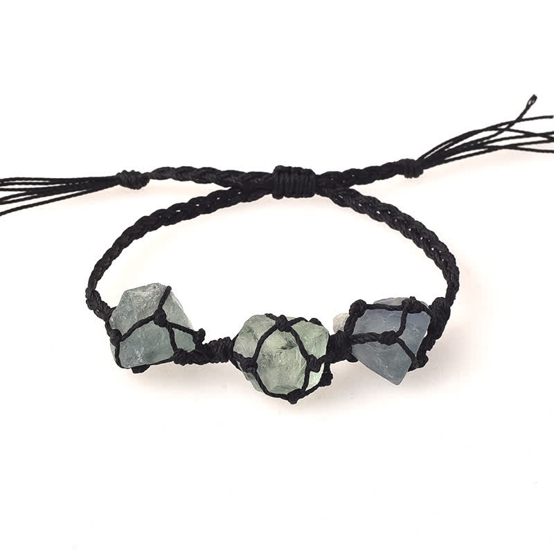 Bracelet tressé en cristal avec trois pierres brutes Olivenorma
