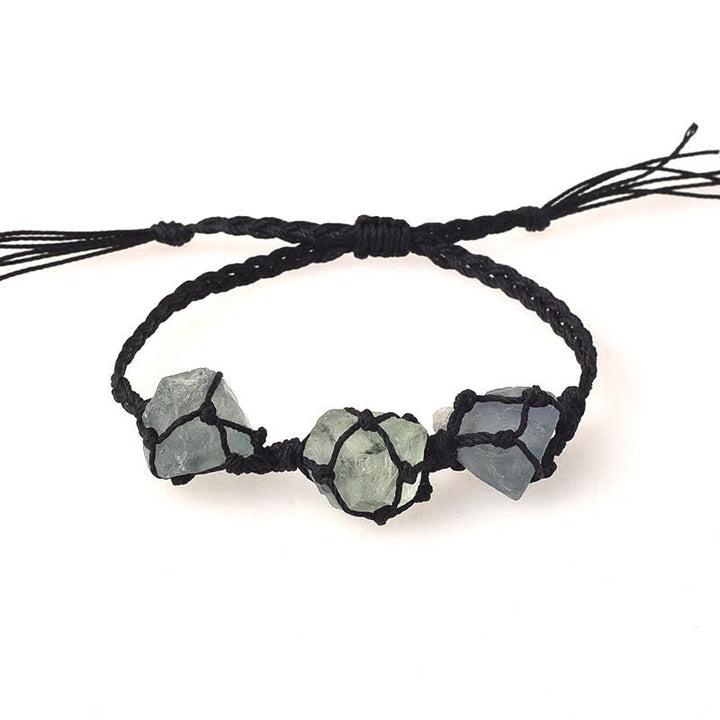 Bracelet tressé en cristal avec trois pierres brutes Olivenorma