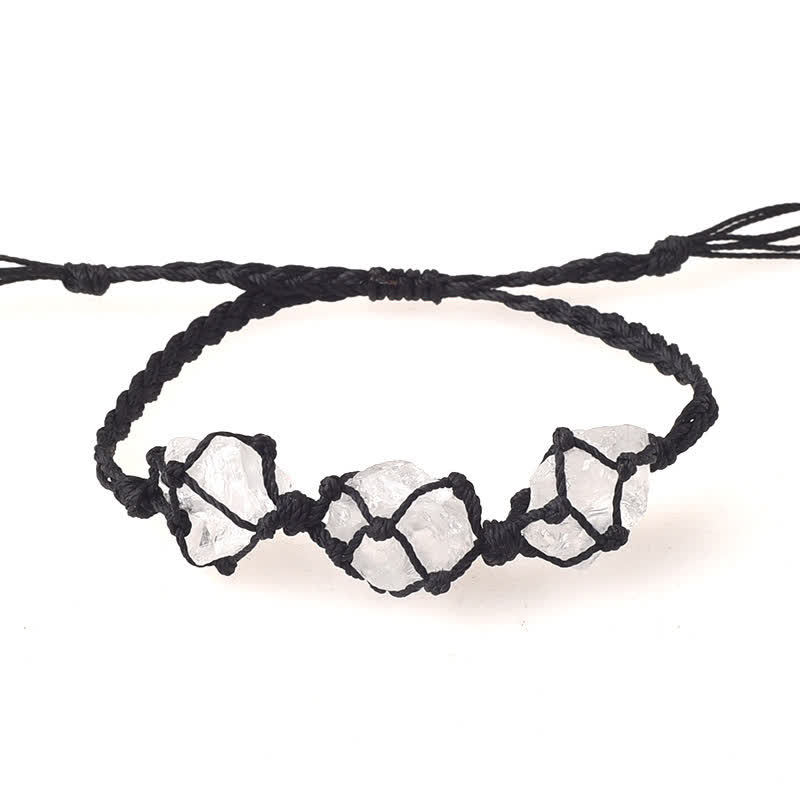 Bracelet tressé en cristal avec trois pierres brutes Olivenorma