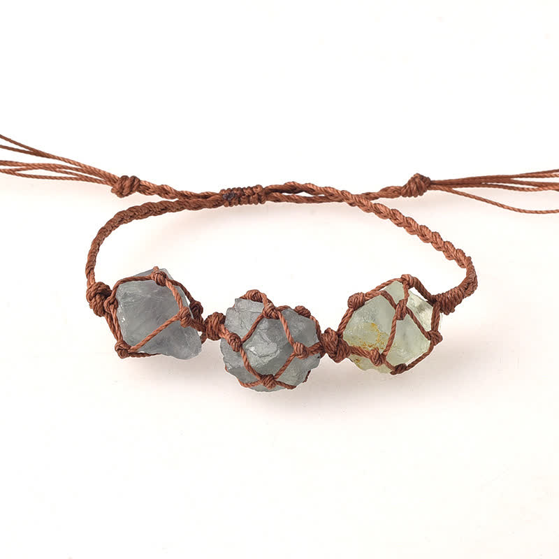 Bracelet tressé en cristal avec trois pierres brutes Olivenorma