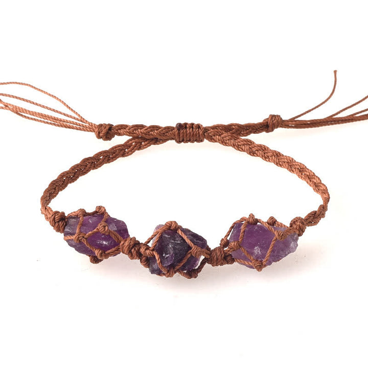 Bracelet tressé en cristal avec trois pierres brutes Olivenorma