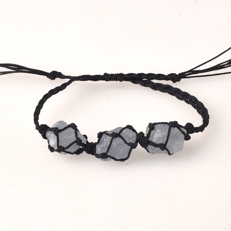 Bracelet tressé en cristal avec trois pierres brutes Olivenorma