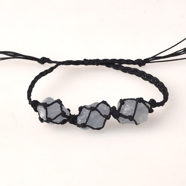 Bracelet tressé en cristal avec trois pierres brutes Olivenorma