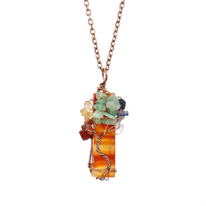 Collier pendentif rectangulaire en pierre naturelle avec Olivenorma