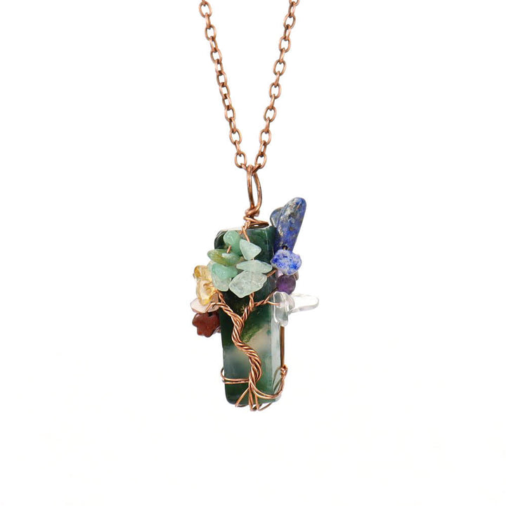 Collier pendentif rectangulaire en pierre naturelle avec Olivenorma
