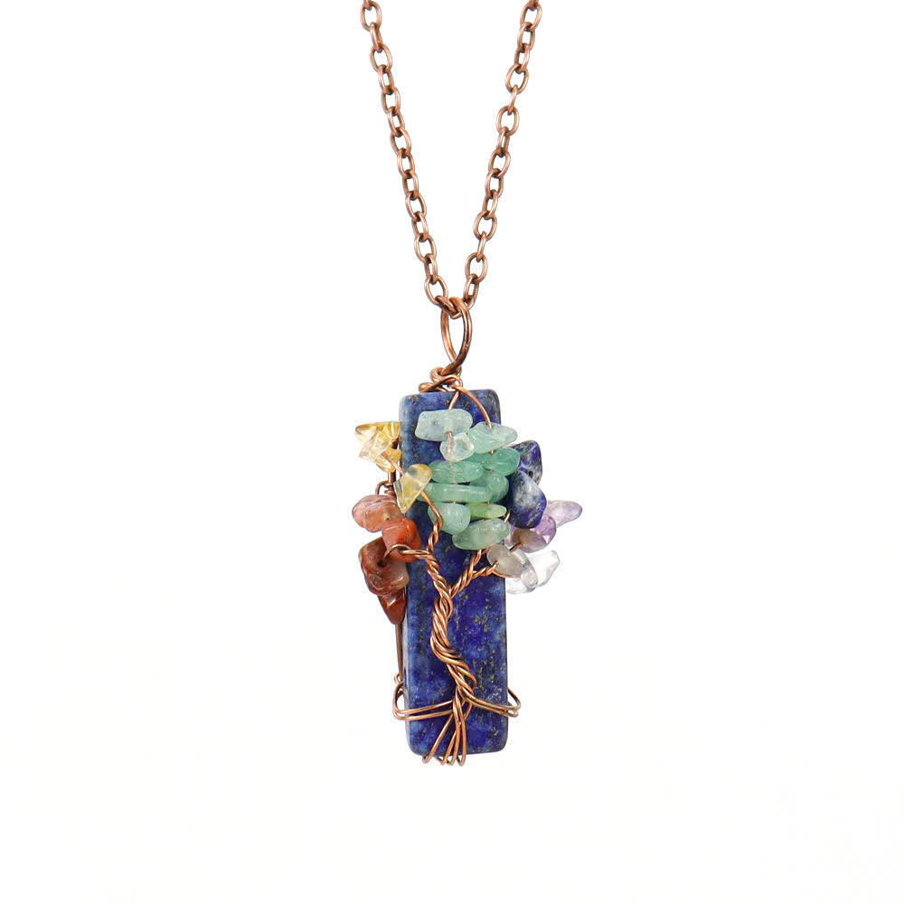 Collier pendentif rectangulaire en pierre naturelle avec Olivenorma