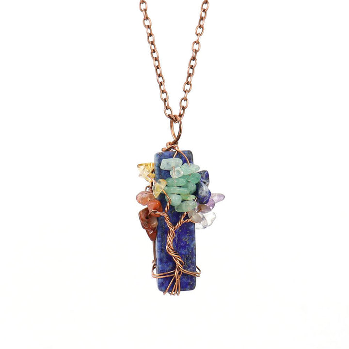 Collier pendentif rectangulaire en pierre naturelle avec Olivenorma
