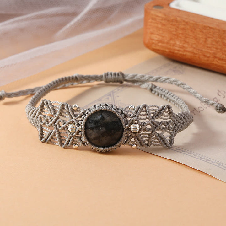 Collier et bracelet tressé en cristal de labradorite naturelle Olivenorma
