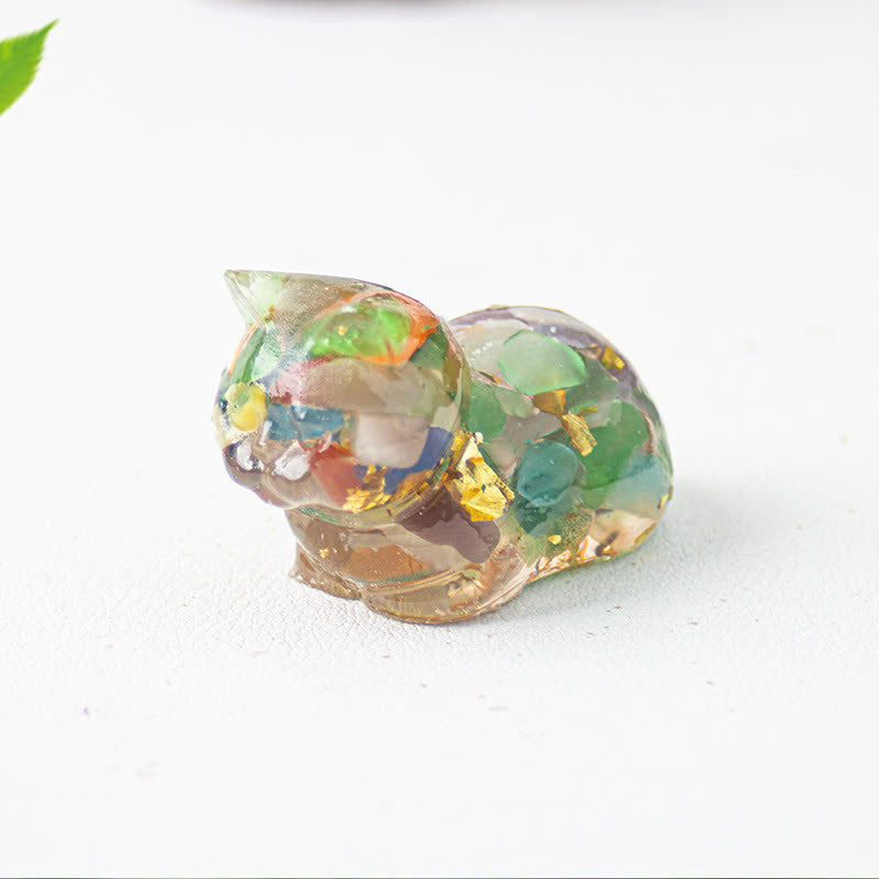 Décoration en pierre précieuse en résine de cristal naturel pour chat Olivenorma
