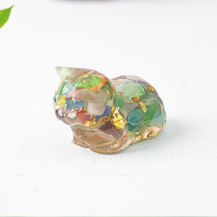 Décoration en pierre précieuse en résine de cristal naturel pour chat Olivenorma