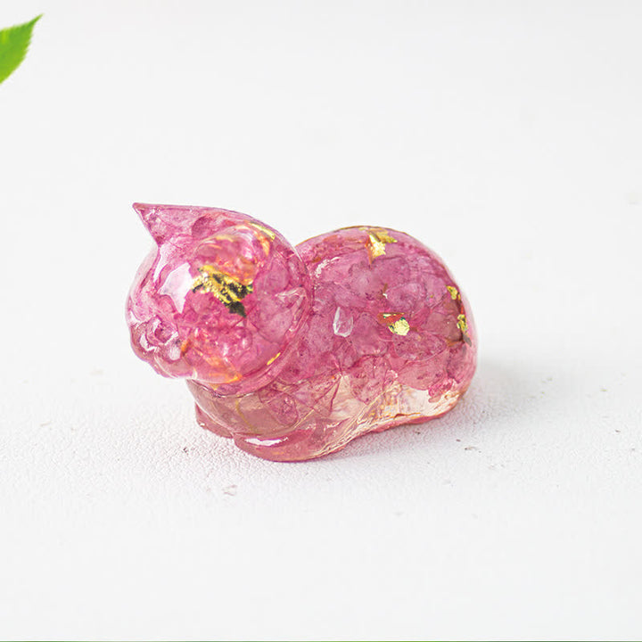 Décoration en pierre précieuse en résine de cristal naturel pour chat Olivenorma