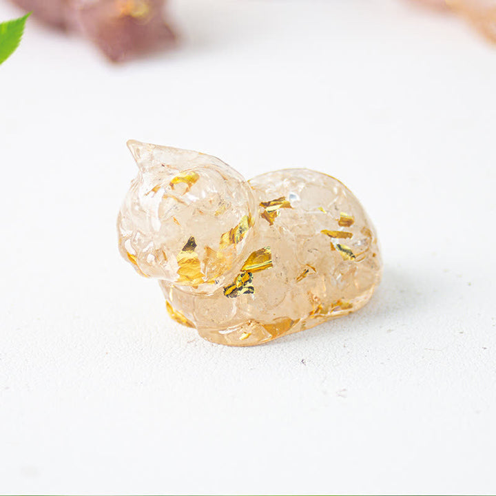 Décoration en pierre précieuse en résine de cristal naturel pour chat Olivenorma