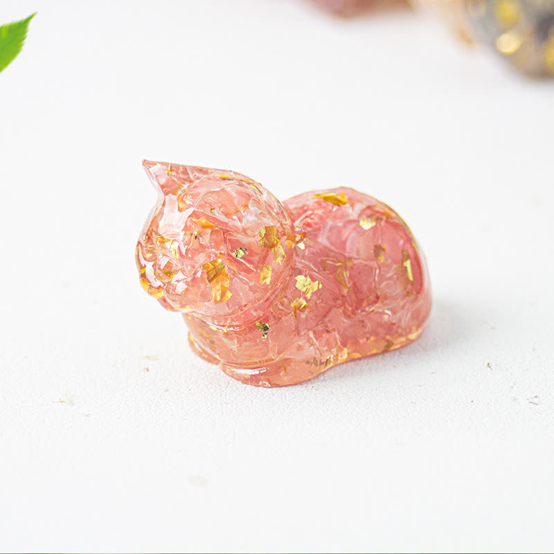 Décoration en pierre précieuse en résine de cristal naturel pour chat Olivenorma
