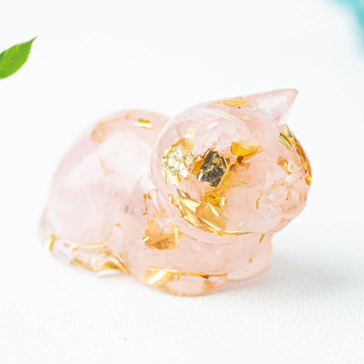Décoration en pierre précieuse en résine de cristal naturel pour chat Olivenorma