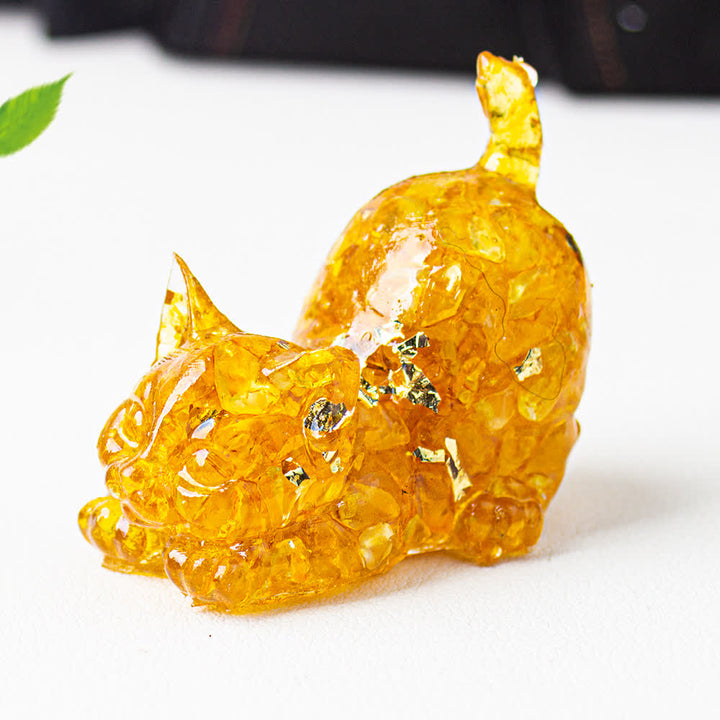 Figurine de chat en cristal Olivenorma Playful Blessing, décoration en pierre précieuse - Citrine - Avec carte - image 11