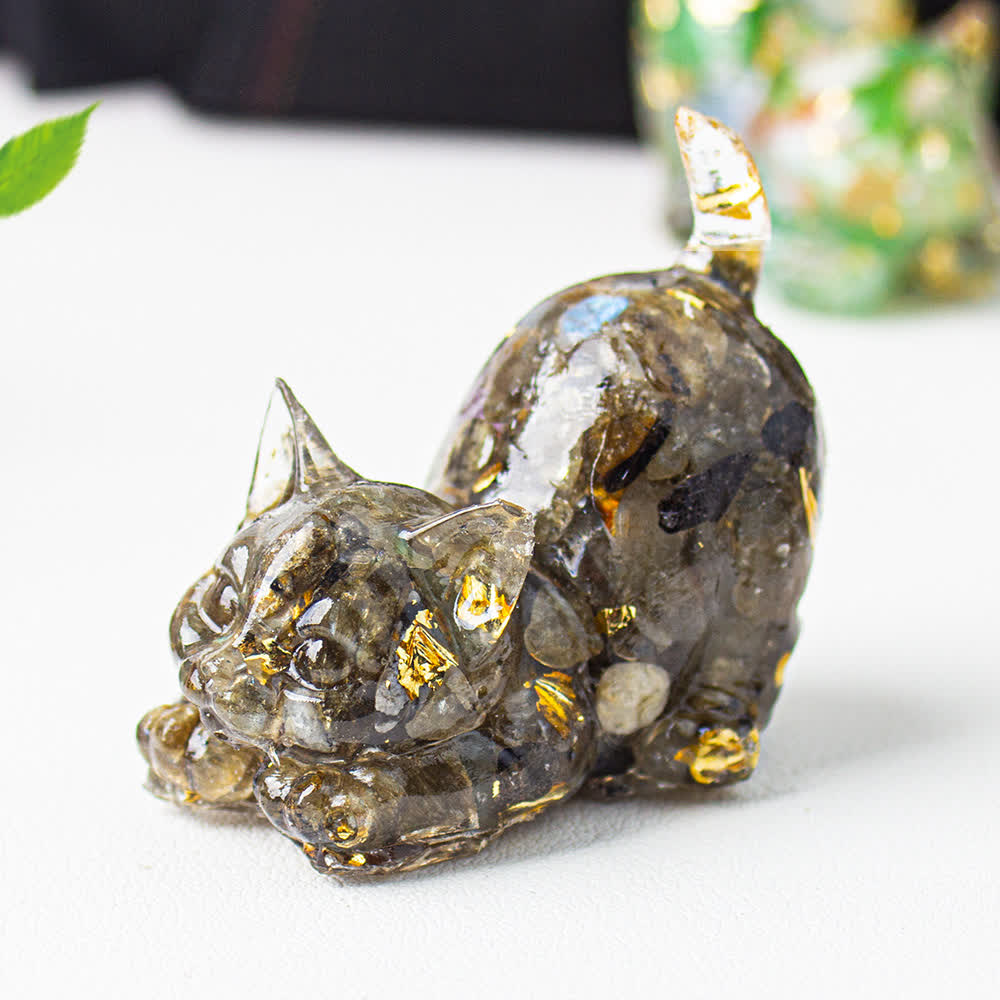 Décoration en pierre précieuse extensible en résine cristalline Olivenorma pour chat