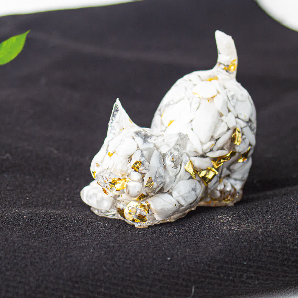 Figurine de chat en cristal Olivenorma Playful Blessing, décoration en pierre précieuse - Turquoise blanche - Avec carte - image 65