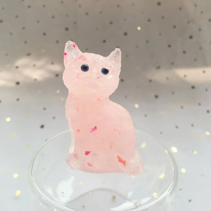 Décoration en pierre précieuse en résine cristalline Olivenorma représentant un chat debout