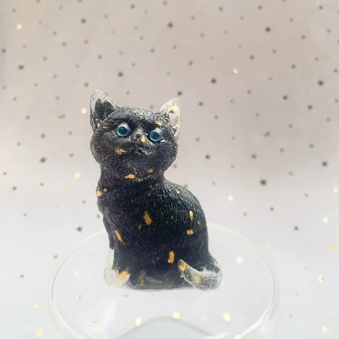 Décoration en pierre précieuse en résine cristalline Olivenorma représentant un chat debout