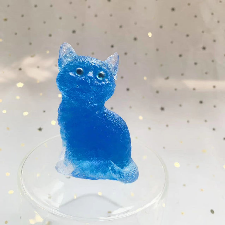 Décoration en pierre précieuse en résine cristalline Olivenorma représentant un chat debout