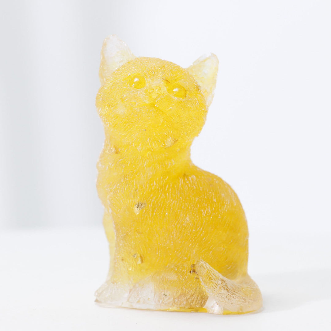 Décoration en pierre précieuse en résine cristalline Olivenorma représentant un chat debout